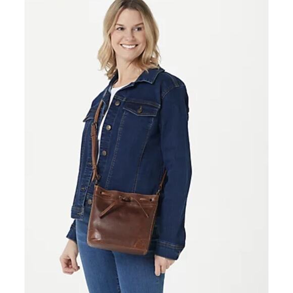 Frye Leather Melissa Drawstring Bucket Bag Cognac color B000498 - Picture 2 of 7